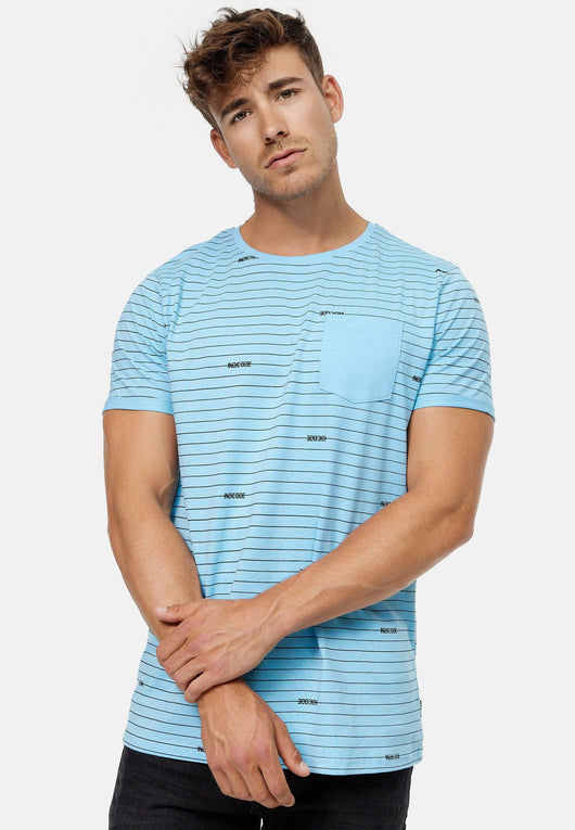 Indicode Men's Ortega T-shirt with a round neck and breast pocket made of 100% cotton