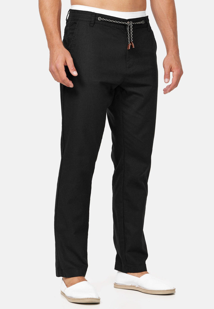 Indicode Herren Boulware Stoffhose aus Leinen & Baumwolle mit 4 Taschen - INDICODE
