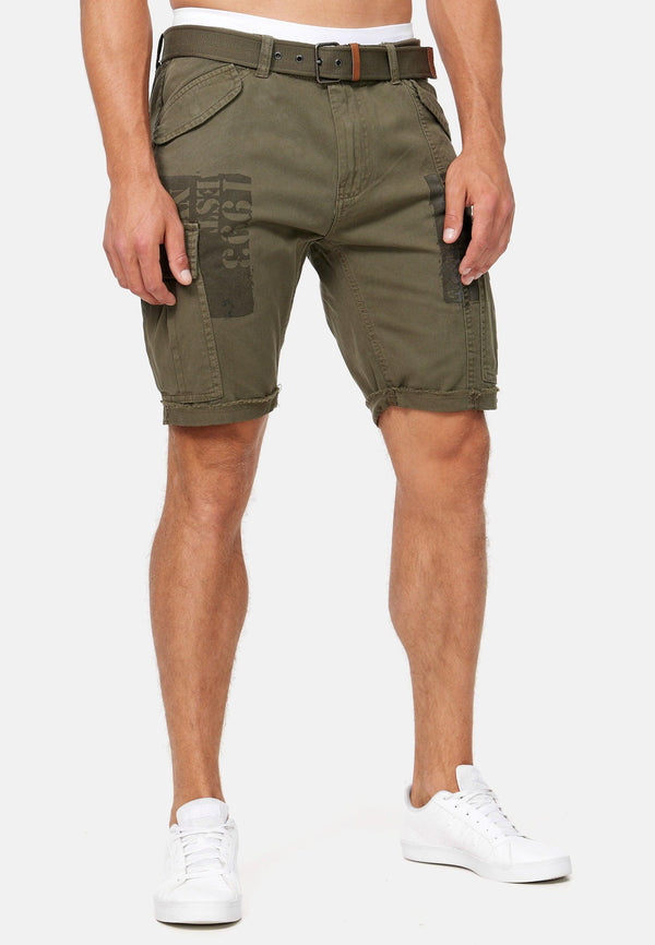Indicode Herren Jaramillo Cargo Shorts mit 6 Taschen aus 100% Baumwolle