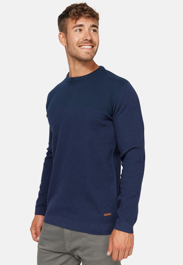 Indicode Herren Lesim Strickpullover mit Rundhals-Ausschnitt aus 80% Baumwolle - INDICODE