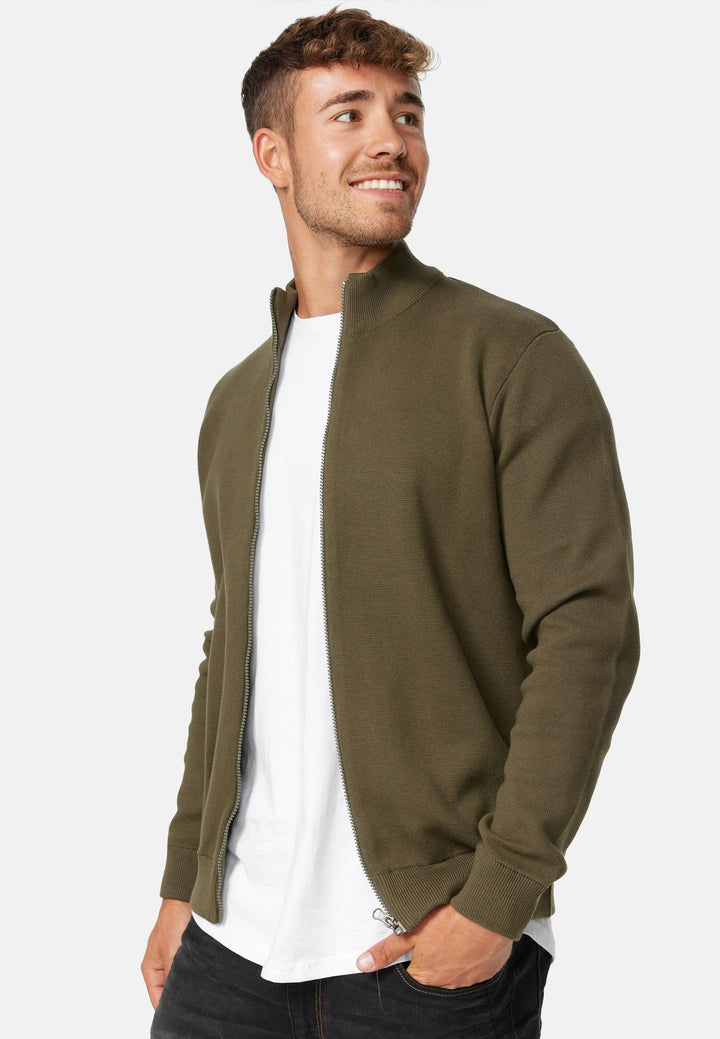 Indicode Herren Marco Strickjacke mit Stehkragen aus 75% Baumwolle - INDICODE