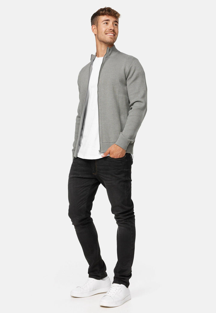 Indicode Herren Marco Strickjacke mit Stehkragen aus 75% Baumwolle - INDICODE