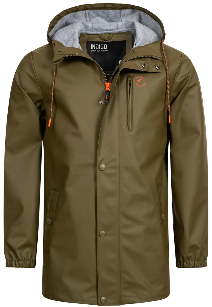 Indicode Herren Malmoe Regenjacke mit Kapuze lange wasserdichte Segeljacke - INDICODE