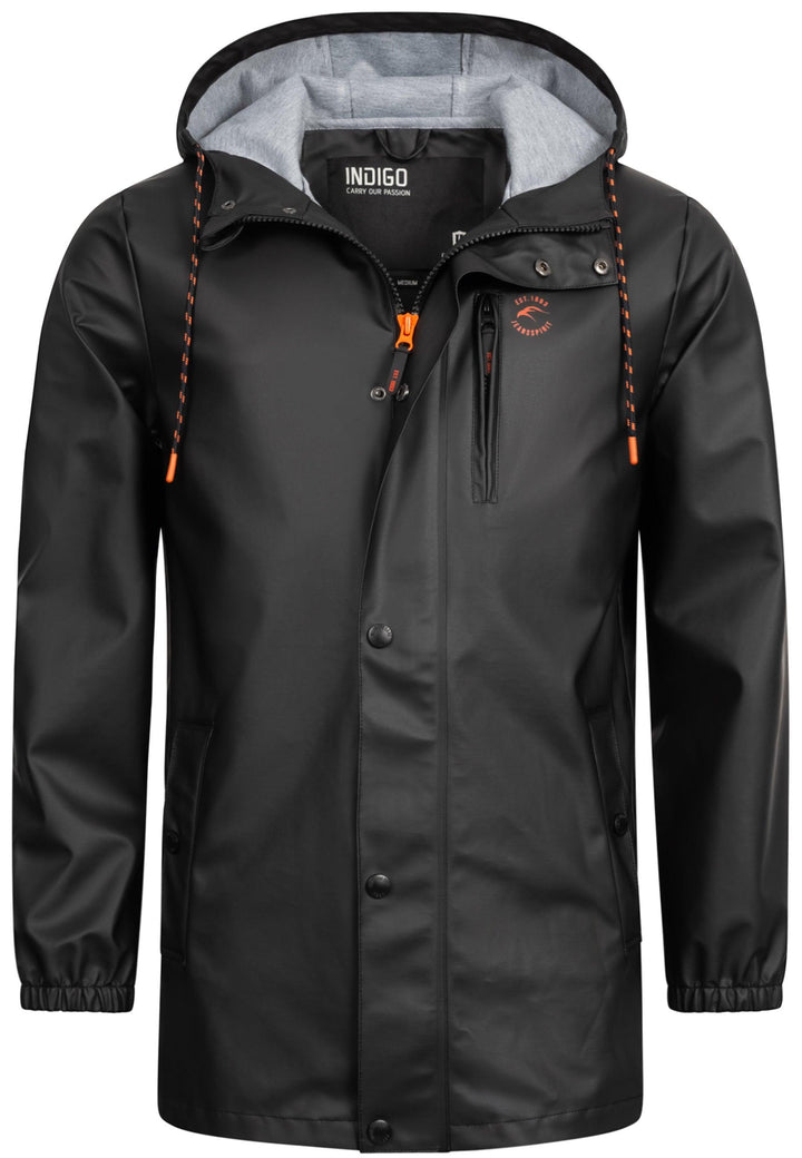 Indicode Herren Malmoe Regenjacke mit Kapuze lange wasserdichte Segeljacke - INDICODE