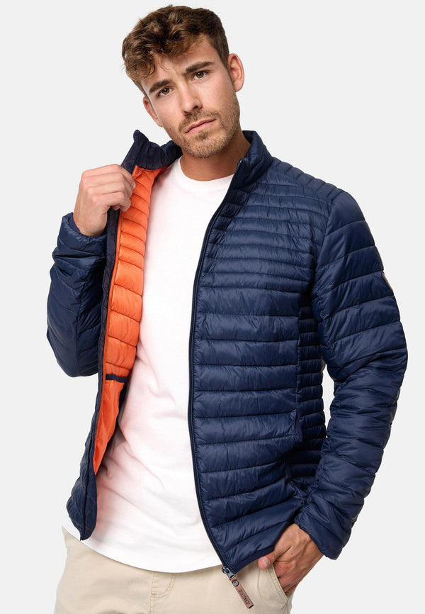 Indicode men's Islington quilted jacket in down jacket look with stand-up collar