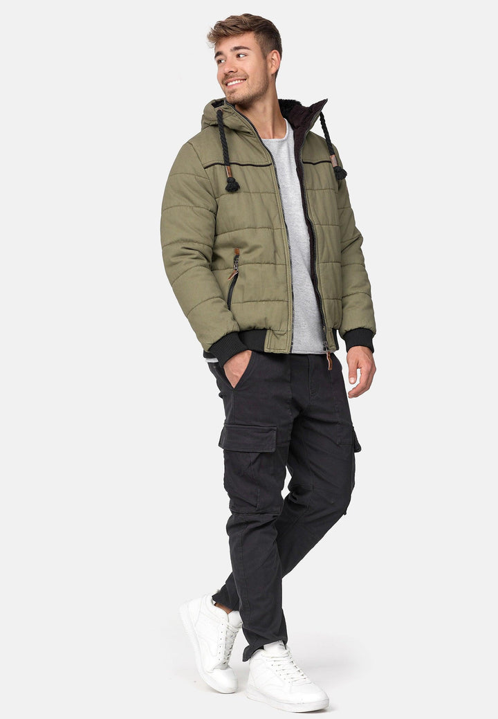 Indicode Herren Cowdell Winterjacke mit Teddy-Futter Kapuze - INDICODE