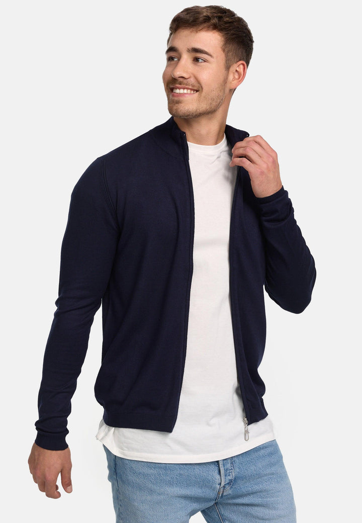 Jeff Herren Lauge Strickjacke mit Stehkragen - INDICODE
