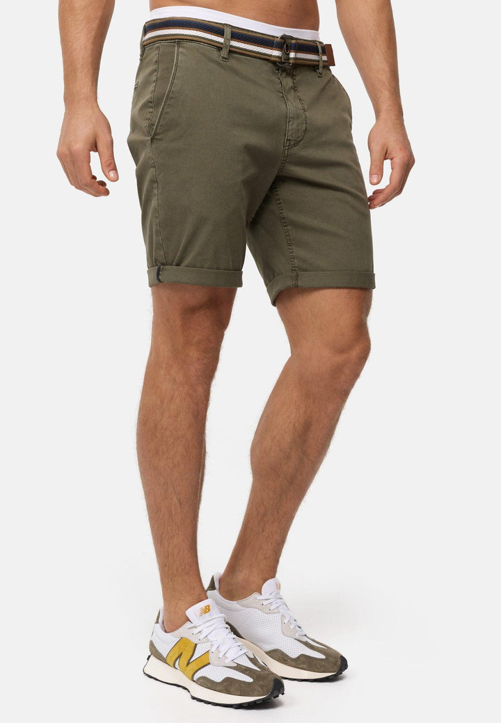 Indicode Herren INCunning Chino Shorts mit 4 Taschen inkl. Gürtel aus 98% Baumwolle - INDICODE
