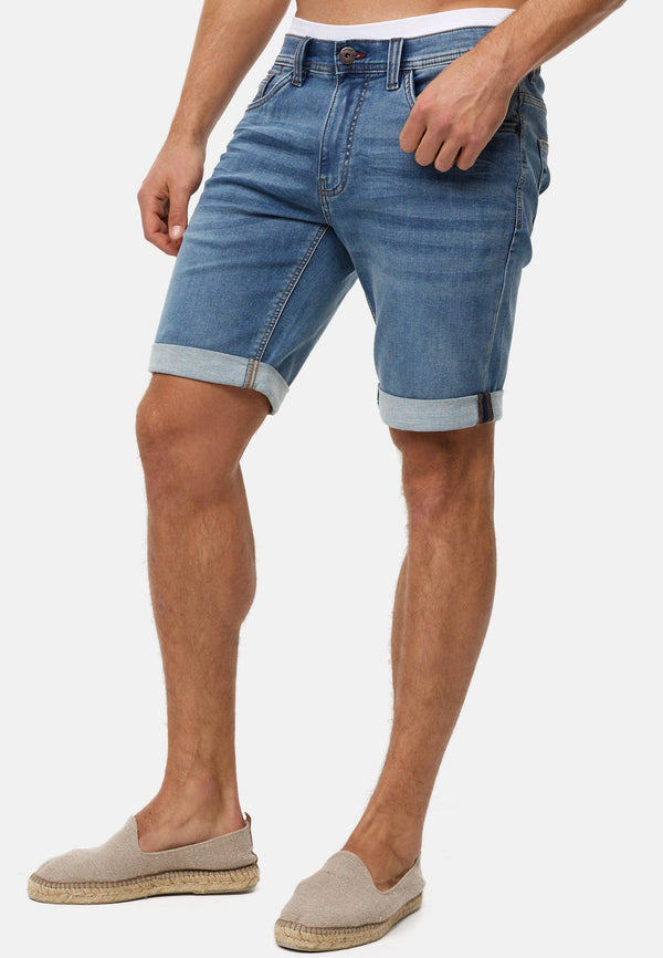 Indicode Herren INDelmare Jeans Shorts mit 4 Taschen aus 77% Baumwolle