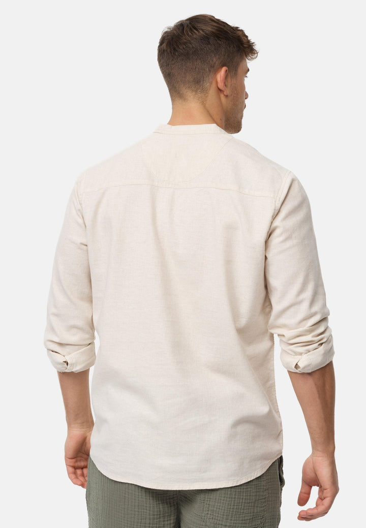 Indicode Herren Waylon Hemd mit V-Auschnitt aus Leinen-Baumwolle Mischung - INDICODE
