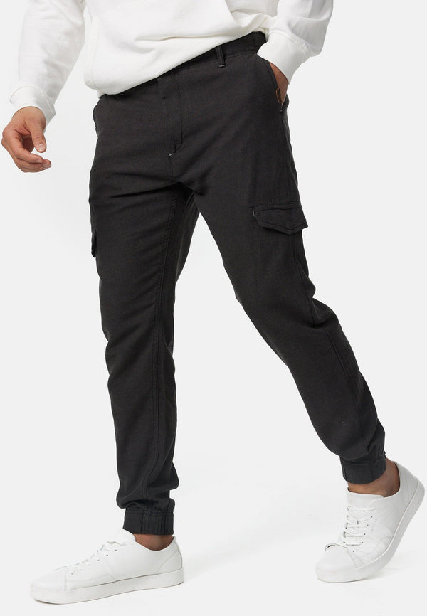 Indicode Men's Booth Cargo Trousers made of 55% linen & 45% cotton with 6 pockets