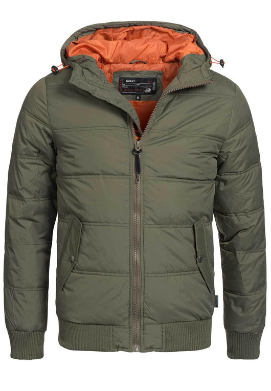 Indicode Men's Adrian ZA quilted jacket in down jacket look with hood