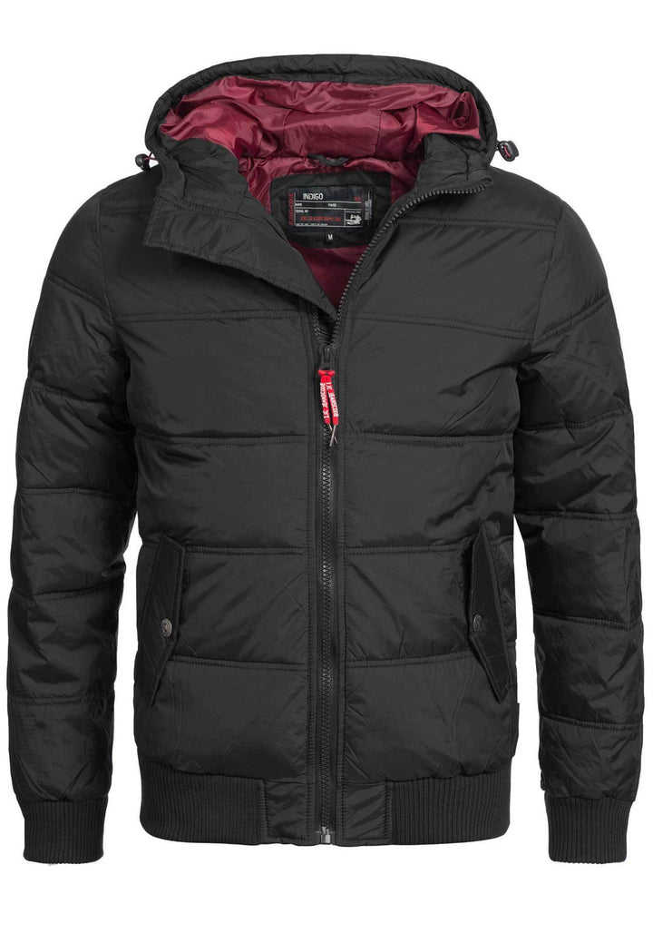 Indicode Men's Adrian ZA quilted jacket in down jacket look with hood