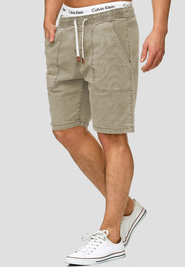 Indicode Men's Stoufville chino shorts with 3 pockets and drawstring made of 98% cotton