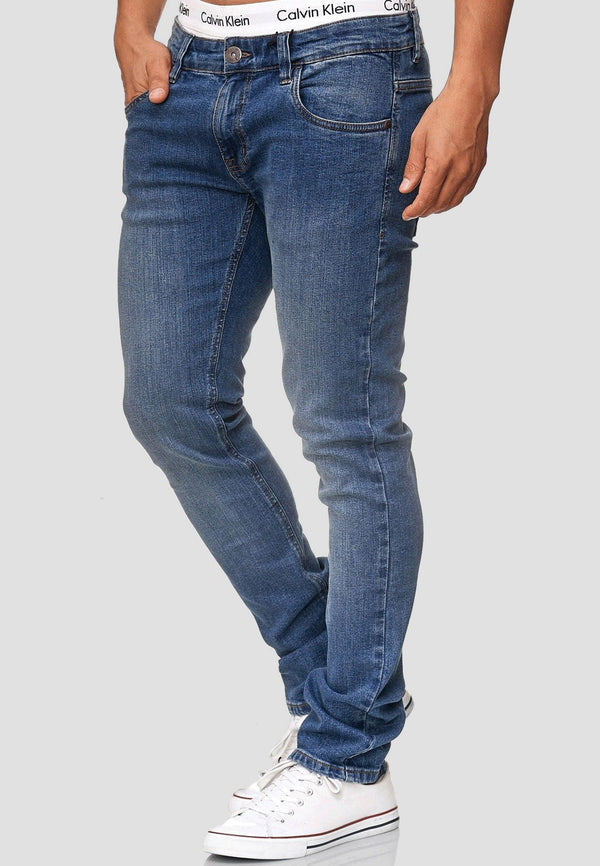 Indicode men's Texas denim pants made from a cotton blend with stretch content
