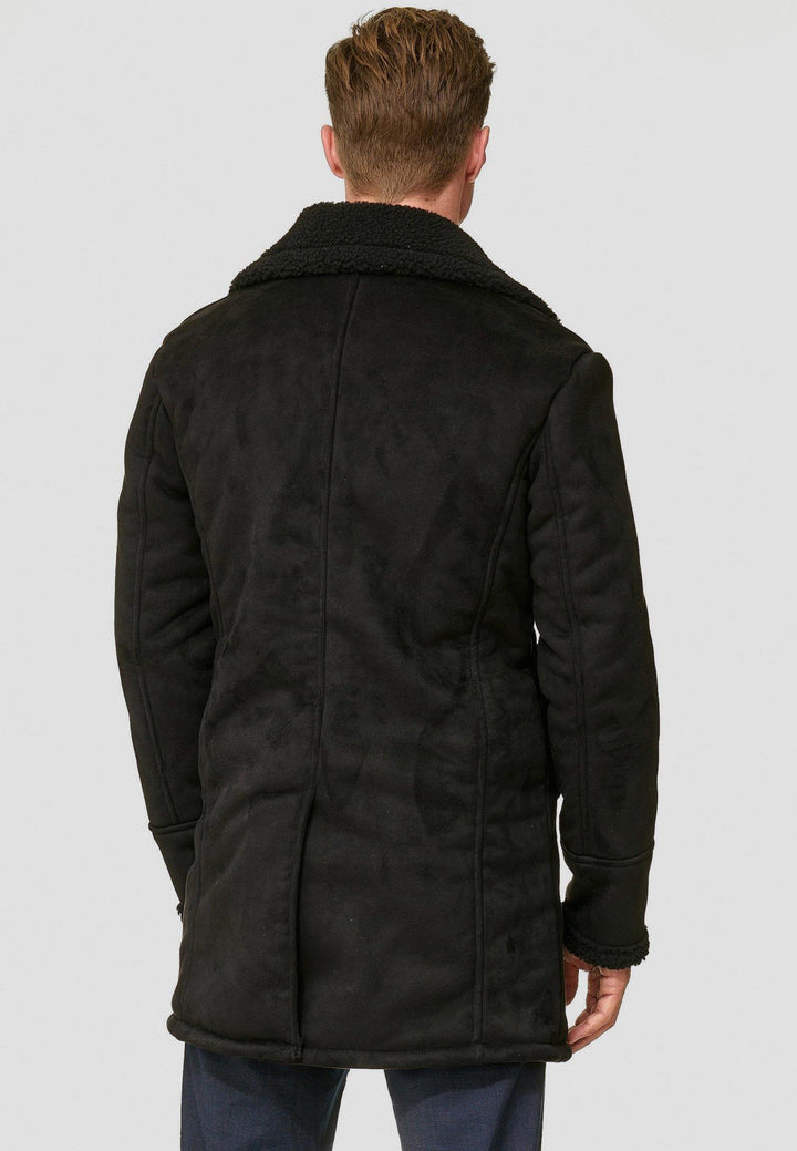 Indicode Herren Barlow Kurzmantel mit breitem Reverskragen und Teddyfell
