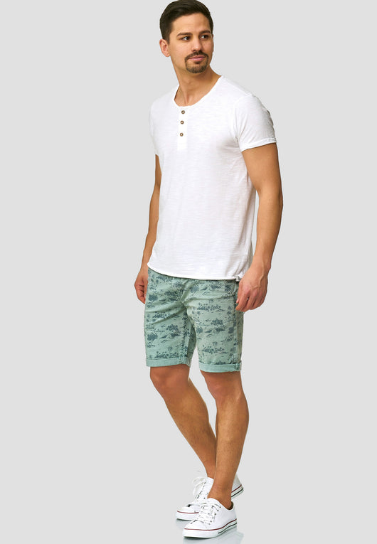 Indicode men's Lilestone chino shorts with 4 pockets incl. belt made of 98% cotton