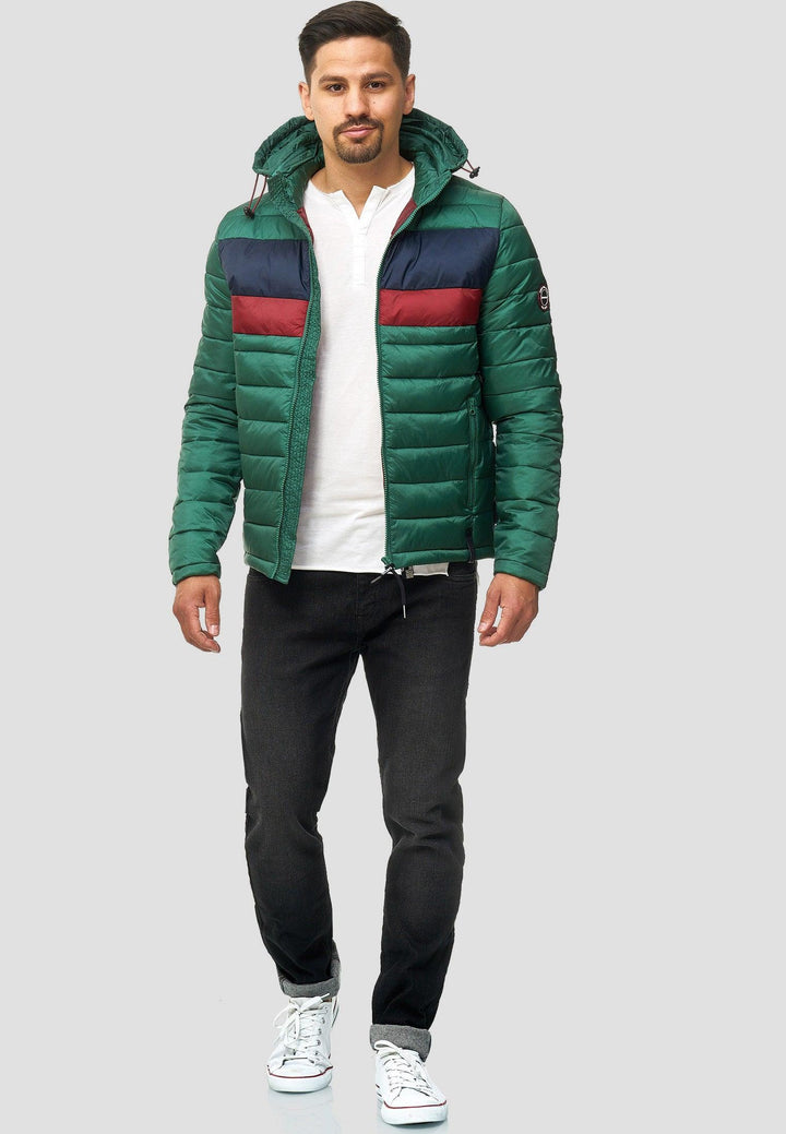 Indicode Herren Hampshire Steppjacke in Daunenjacken-Optik mit abnehmbarer Kapuze - INDICODE