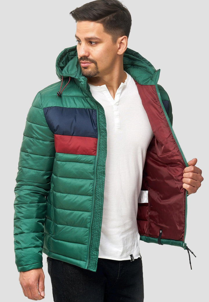 Indicode Herren Hampshire Steppjacke in Daunenjacken-Optik mit abnehmbarer Kapuze - INDICODE