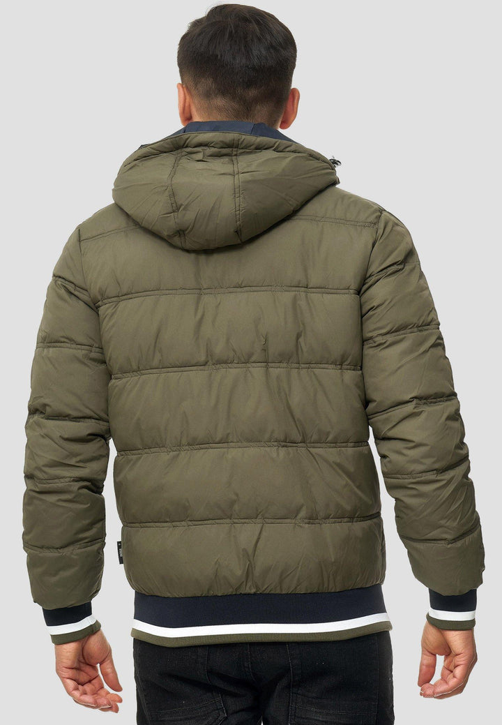 Indicode Herren Bacon Steppjacke in Daunenjacken-Optik mit Kapuze