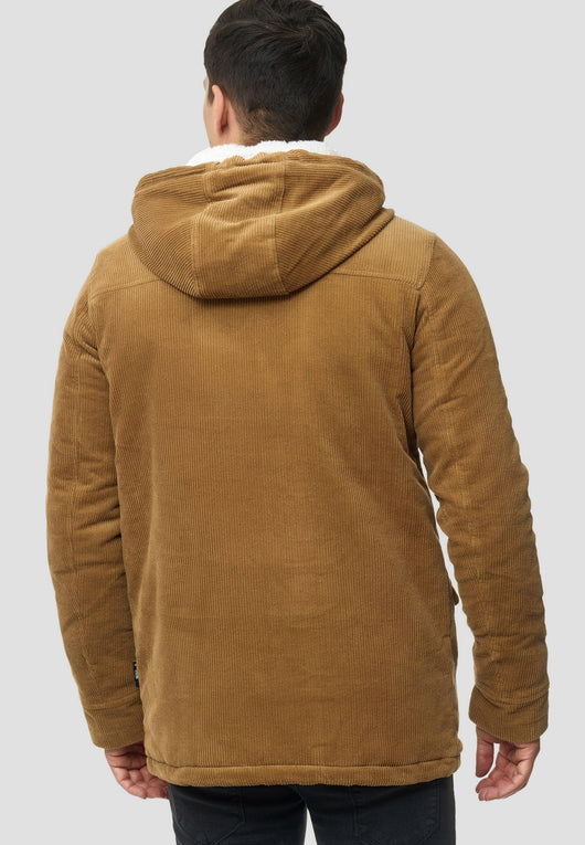 Indicode men's Dudley winter jacket made of 100% cotton (corduroy) with a hood