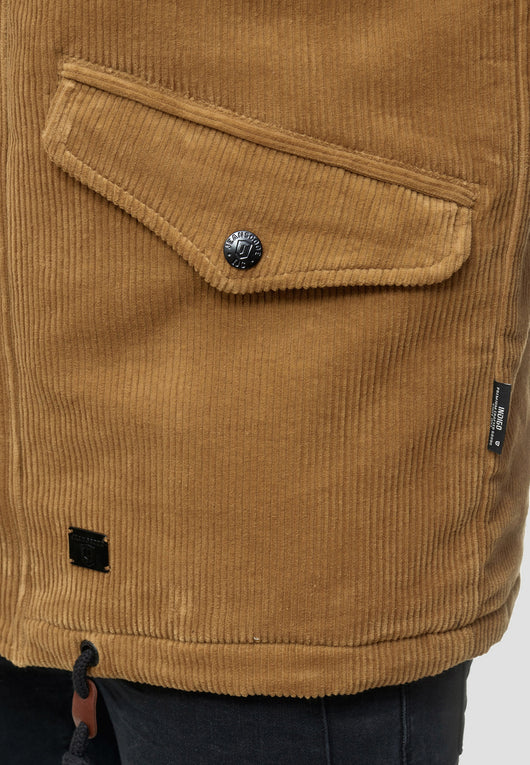 Indicode men's Dudley winter jacket made of 100% cotton (corduroy) with a hood
