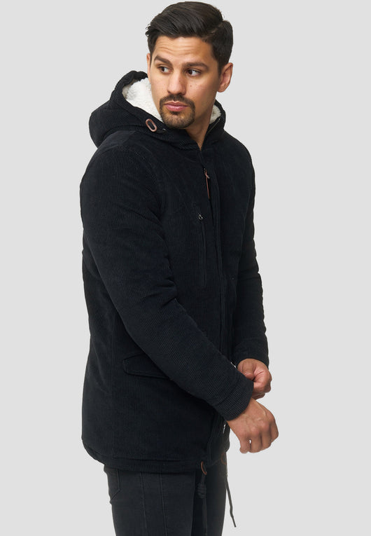 Indicode men's Dudley winter jacket made of 100% cotton (corduroy) with a hood