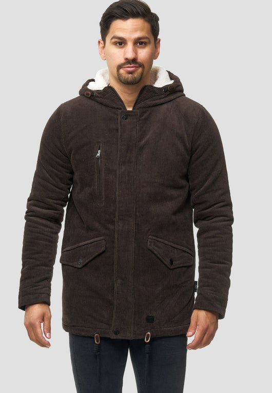 Indicode men's Dudley winter jacket made of 100% cotton (corduroy) with a hood