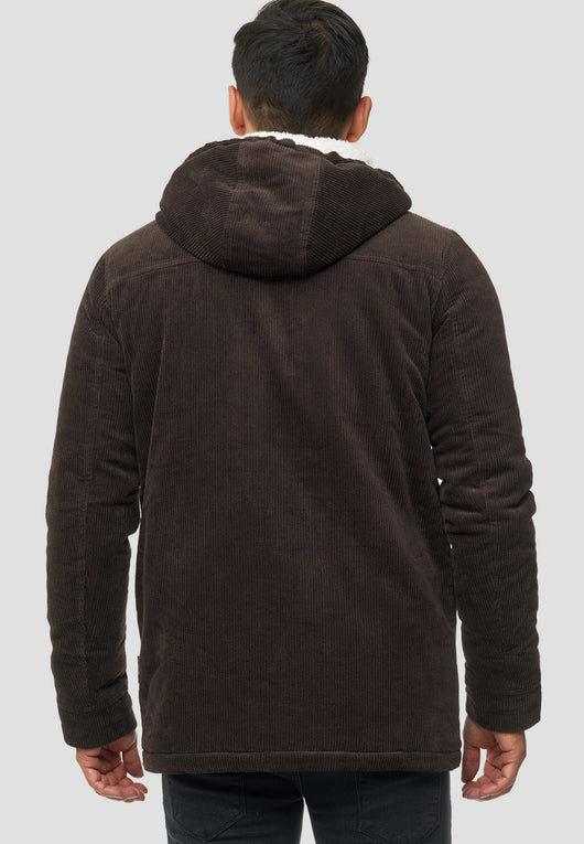 Indicode men's Dudley winter jacket made of 100% cotton (corduroy) with a hood