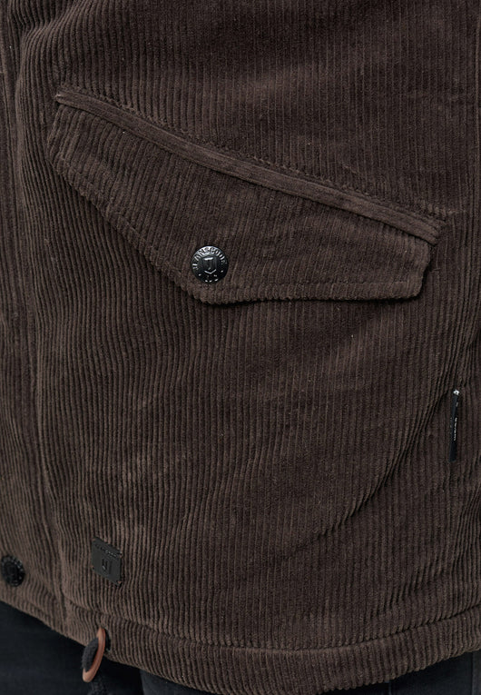 Indicode men's Dudley winter jacket made of 100% cotton (corduroy) with a hood