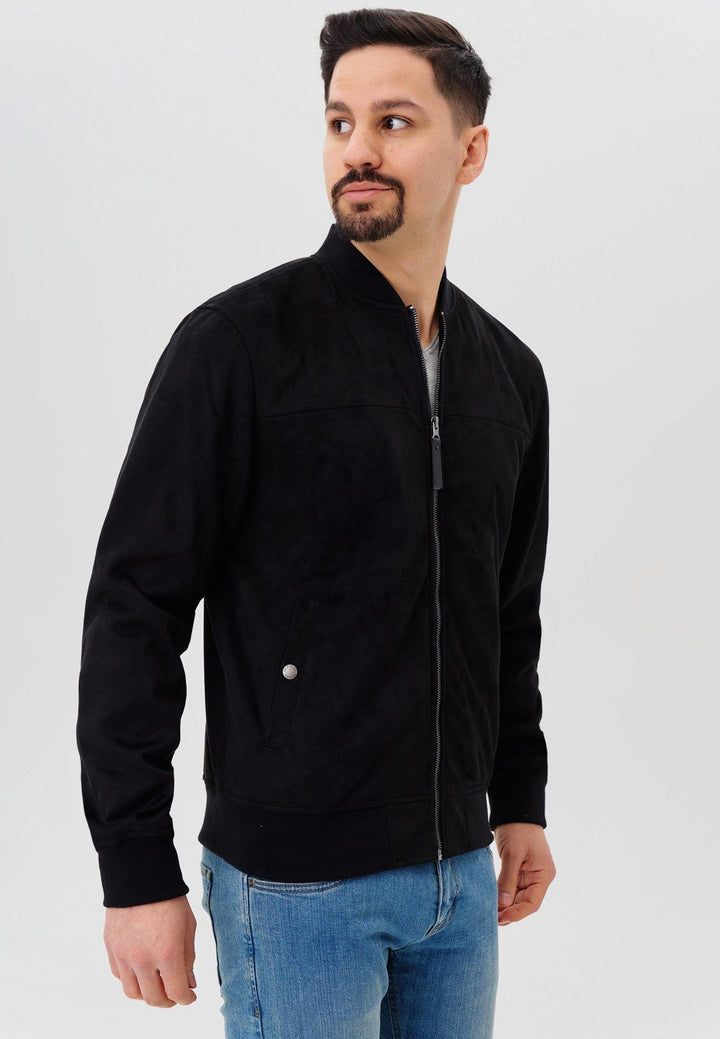 Indicode Herren Abbott Velours-Kunstleder Jacke mit Stehkragen