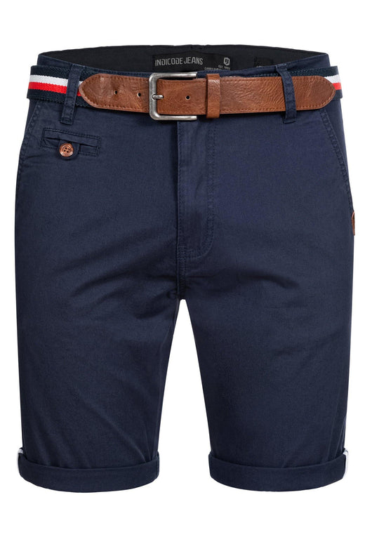 Indicode Herren Creel Chino Shorts mit 5 Taschen inkl. Gürtel aus 98% Baumwolle - INDICODE