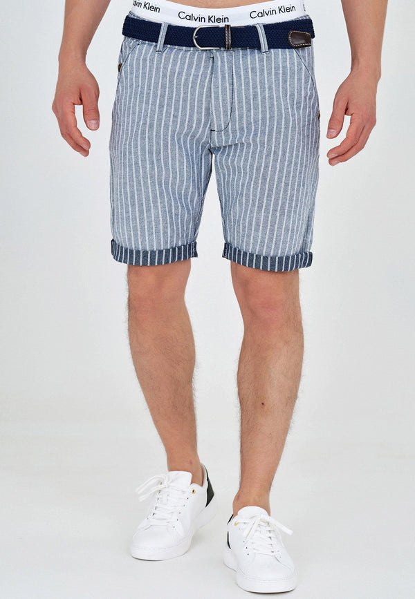 Indicode men's Lleida shorts with 5 pockets incl. belt made of 98% cotton