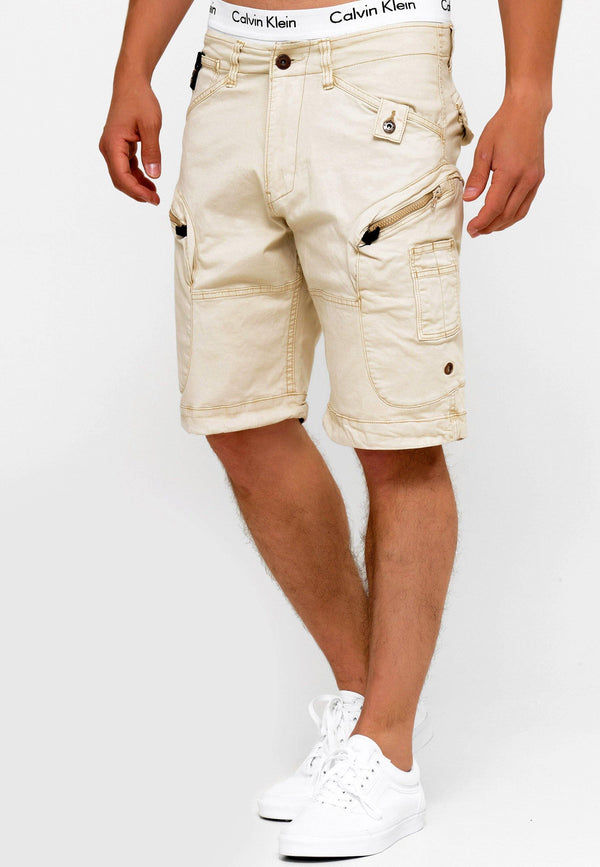 Indicode Men's Bosa Cargo Shorts with 7 pockets made of 98% cotton