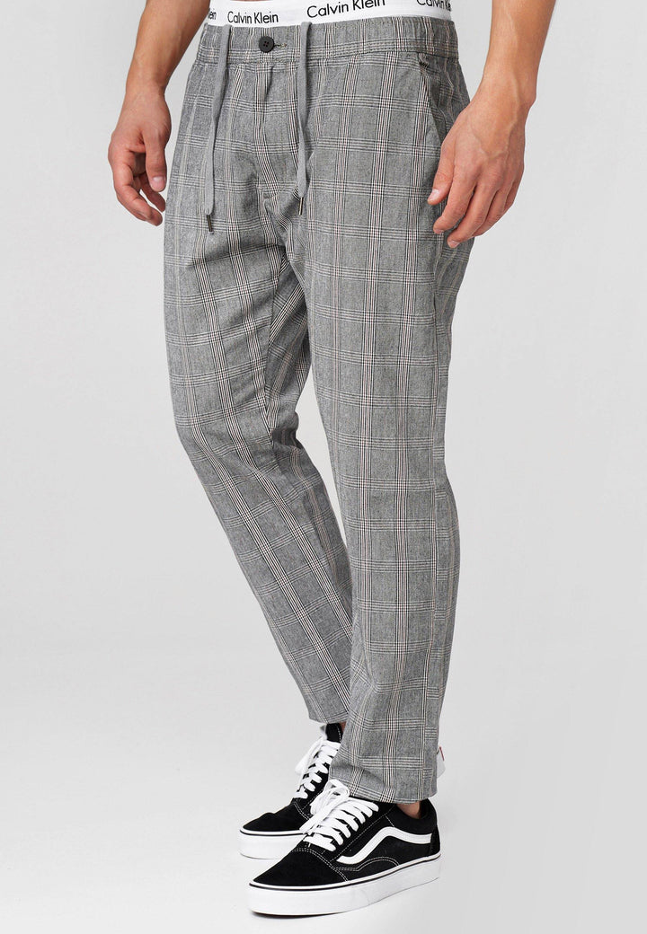 Indicode Herren Costa Karierte Stoffhose mit 4 Taschen aus 98% Baumwolle - INDICODE