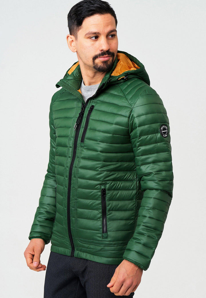 Indicode Herren Aguillar Steppjacke in Daunenjacken-Optik mit abnehmbarer Kapuze und Stehkragen
