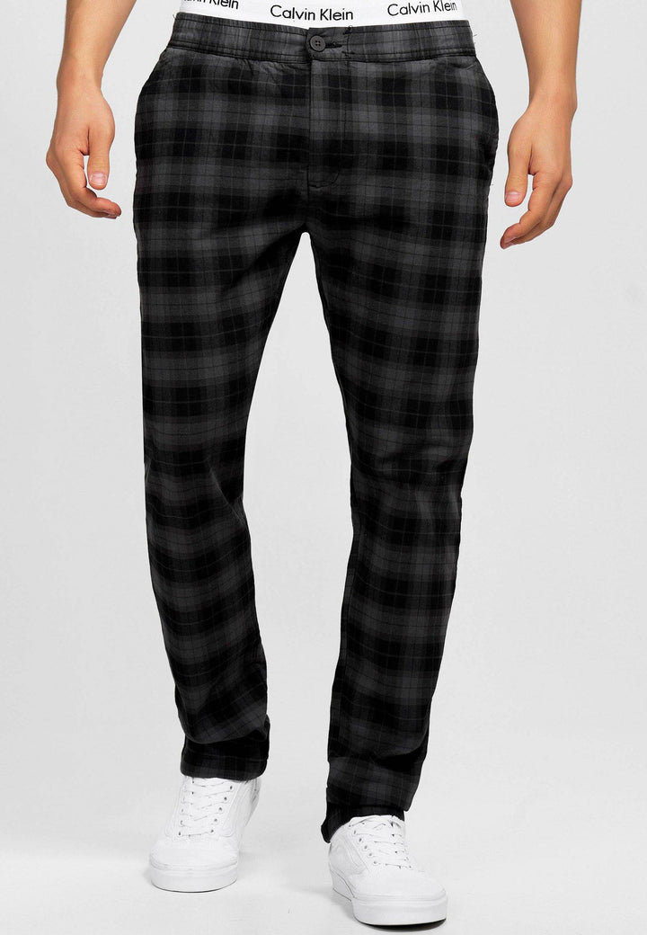 Indicode Herren Costa Karierte Stoffhose mit 4 Taschen aus 98% Baumwolle - INDICODE