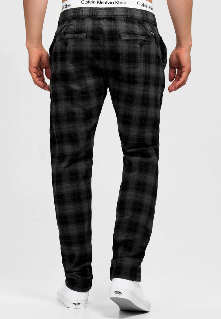 Indicode Herren Costa Karierte Stoffhose mit 4 Taschen aus 98% Baumwolle - INDICODE