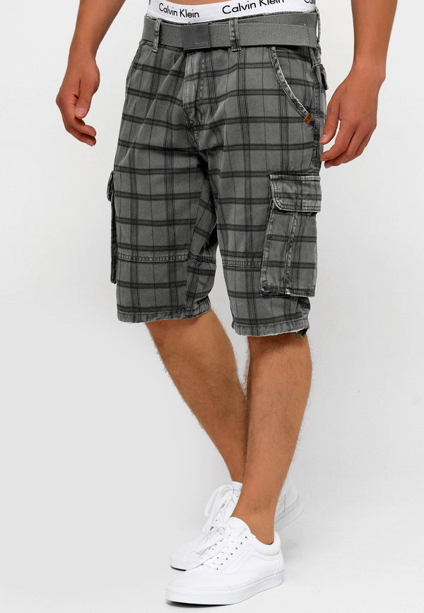 Indicode men's Blixt cargo shorts with 6 pockets incl. belt made of 100% cotton