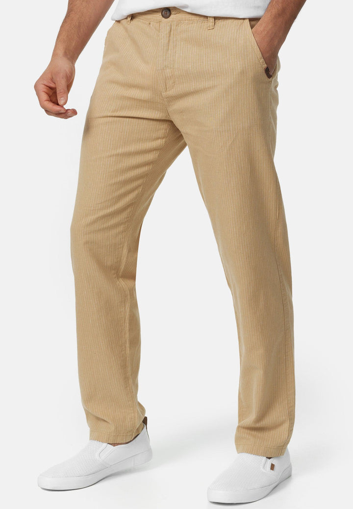 Indicode Herren Arona Stoffhose aus Baumwolle & Leinen mit 4 Taschen - INDICODE