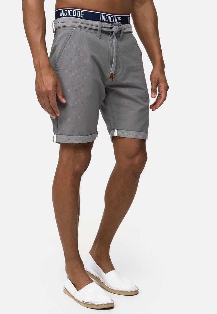 Indicode Herren Acton Chino Shorts mit Kordel-Gürtel aus 100% Baumwolle - INDICODE