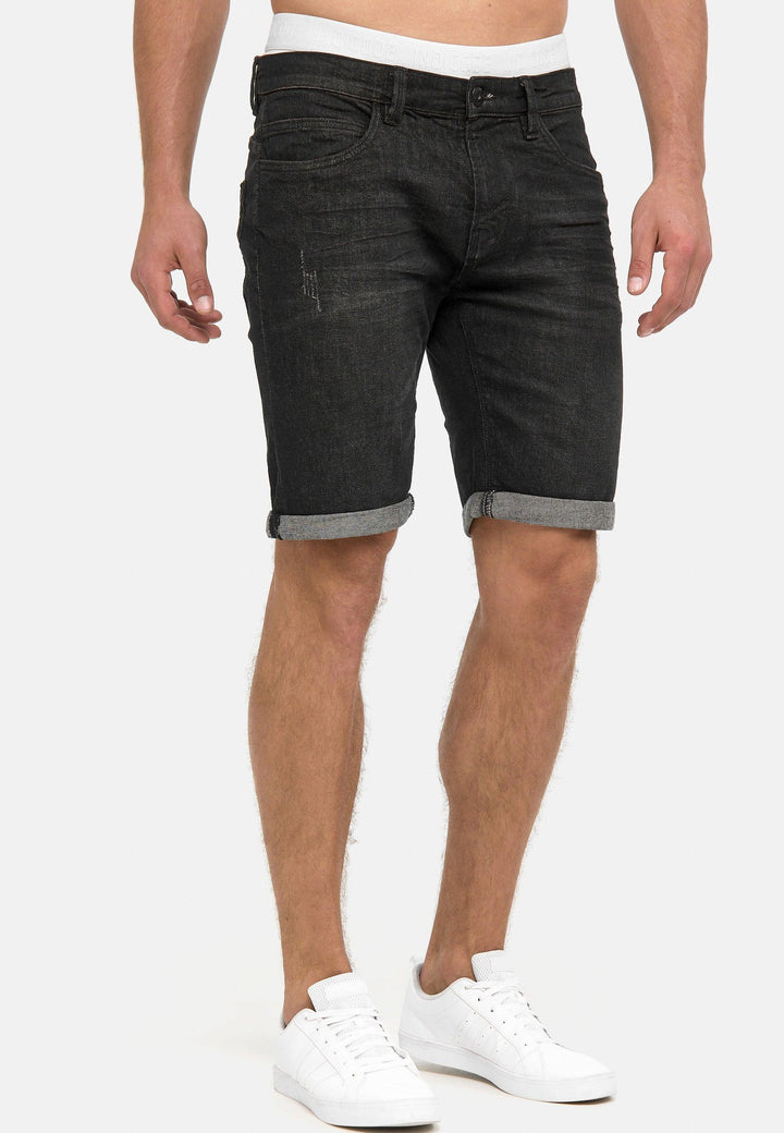 Indicode Herren Caden Jeans Shorts mit 5 Taschen aus 98% Baumwolle - INDICODE