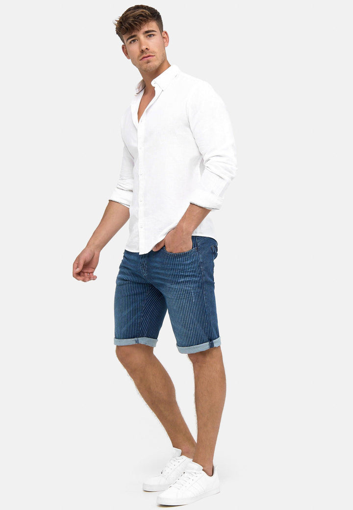 Indicode Herren Caden Jeans Shorts mit 5 Taschen aus 98% Baumwolle - INDICODE