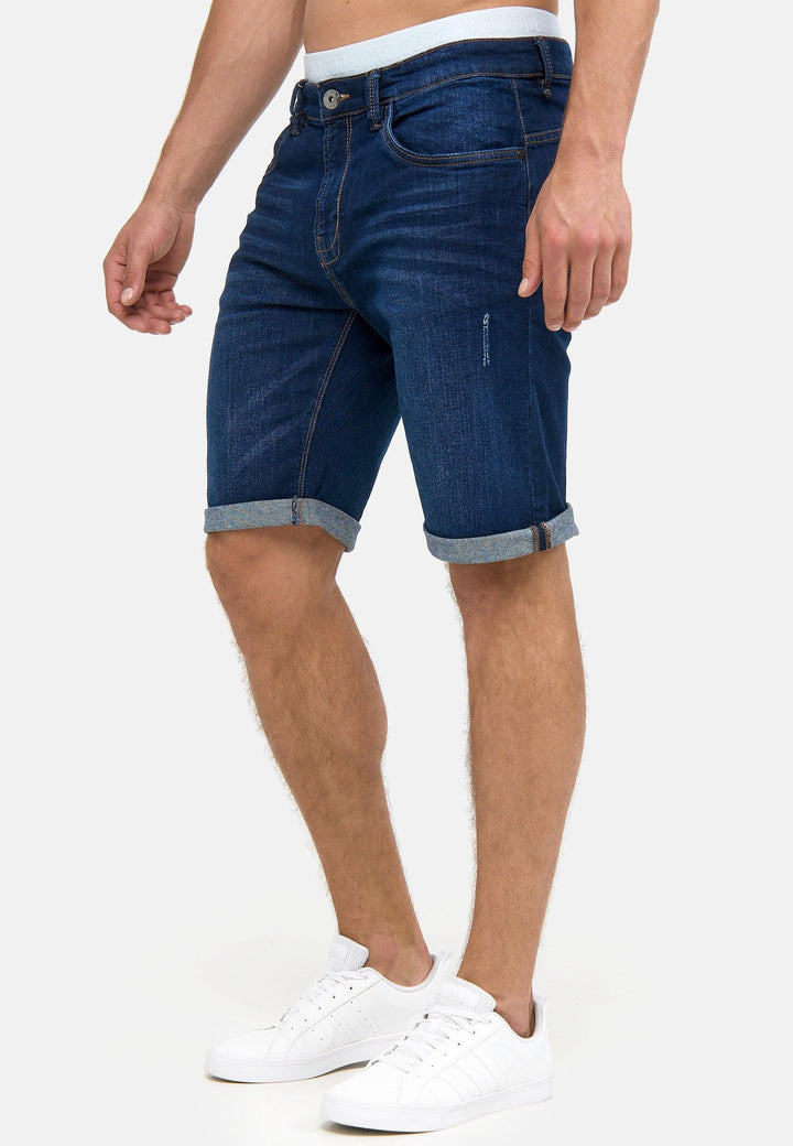 Indicode Herren Caden Jeans Shorts mit 5 Taschen aus 98% Baumwolle - INDICODE